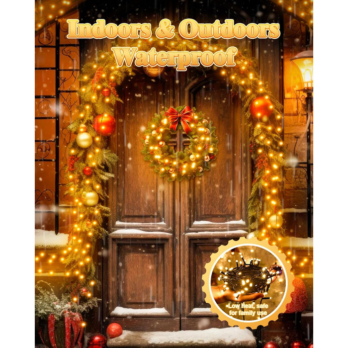 Гірлянда Halloween на 300 LED з таймером та 8 режимами освітлення, 30 метрів, тепле світло, для декорування приміщень та вулиці