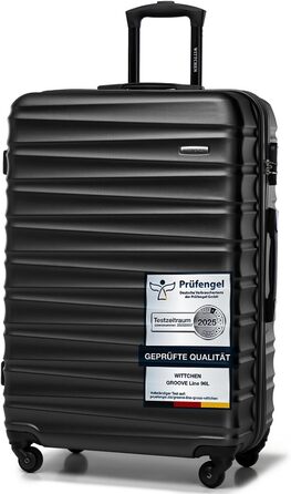 Валіза на колесах WITTCHEN Groove Line L, велика, чорна, ABS, з кодовим замком, для авіакомпаній Lufthansa/Eurowings/Ryanair