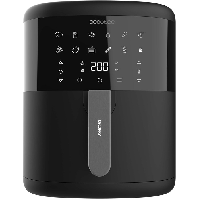 Фритюрниця без олії Cecotec Cecofry Bombastik 6000, 6 л, 1700 Вт, PerfectCook, 12 режимів, чорна