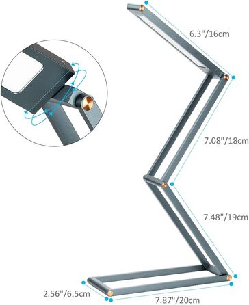 LED лампа настільна ELZO з регулюванням яскравості та гнучкою ніжкою, алюміній, темно-сіро-блакитна