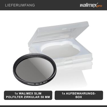 Поляризаційний фільтр Walimex pro Zirkular Slim 58mm (з чохлом) для об'єктивів 58mm