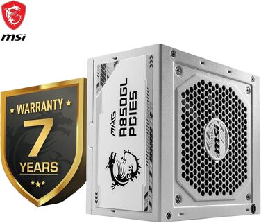 Блок живлення MSI MAG A850GL PCIE5 White, 850W, 80 Plus Gold, повністю модульний, ATX 3.0, PCIe 5.0, білий