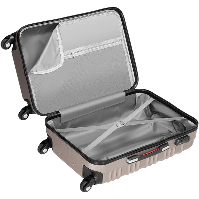 Набір валіз з ABS пластику S-M-L-XL з кодовим замком та телескопічною ручкою, ролер для подорожей, ручна поклажа (шампань)