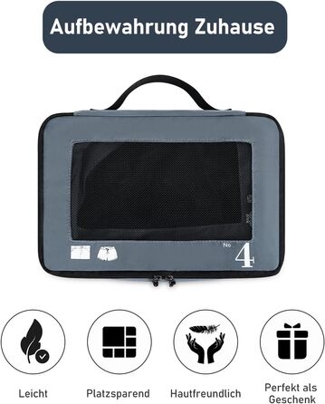 Органайзери для валізи ECOHUB, набір 7 шт. з переробленого PET, для одягу, взуття, рюкзаків (сірий)