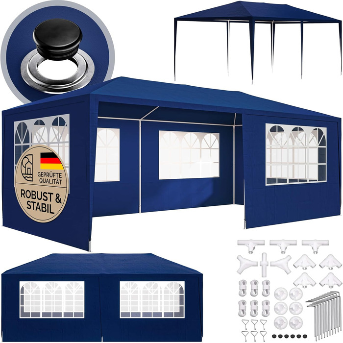 Павільйон Casaria® 3x6м, зелений, з UV-захистом, водостійкий, 18м², 6 бокових частин для саду, фестивалів та вечірок