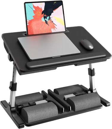 Стіл для ноутбука PUTORSEN - регульований за висотою та кутом нахилу, 58 x 37 см, чорний