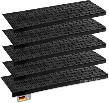 Rubber Threshold Ramps - Non-Slip Floor Mats for Indoor/Outdoor Use - 5 Piece Set - Various Designs Available