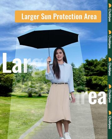 Чакіпі Парасолька велика, штормостійка, компактна для подорожей, автоматична, для жінок та чоловіків – UV-захист, 210T покриття, діаметр 97 см, 8 спиць (Бежевий, 108 см)