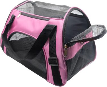 Транспортна сумка для тварин, схвалена авіакомпаніями, для середніх та маленьких котів, цуценят, кошенят, собак/котів, сумка для подорожей з тваринами (рожева, M)
