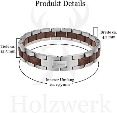 Браслет дерев'яний Holzwerk KALKSEE Natur (у подарунковій коробці) – синьо-коричневий, регульований, унісекс