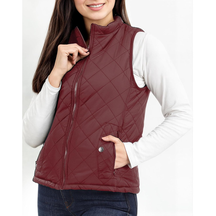 Жіноча пуховик NY Thread Pufferwete: легкий, з коміром, утеплений, на блискавці, чорний (L, Бордовий)