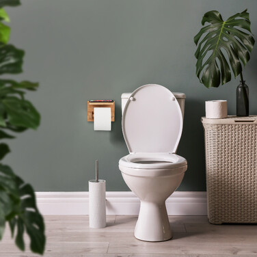 Relaxdays Bamboo Toilet Paper Holder with Storage Shelf