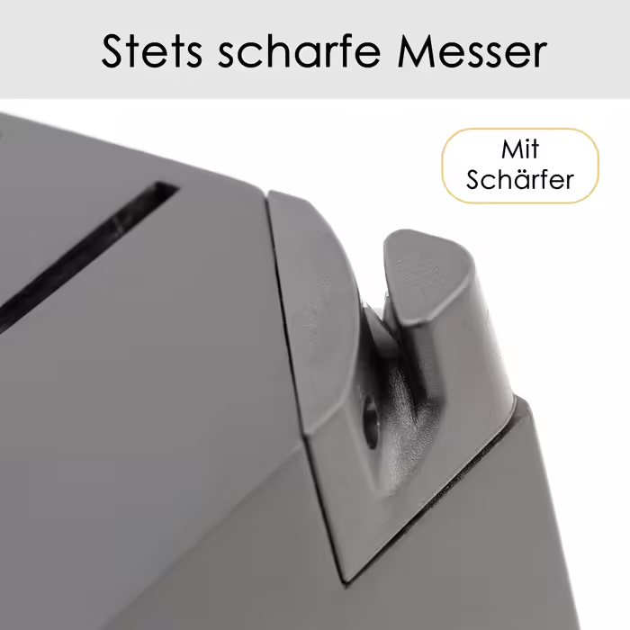 Hanseküche Knife Block - 7-Piece Knife Set with Integrated Sharpener - Knife Holder with Knives - Kitchen Knife Set Chef's Knife, Knife Set with Block, Black Knives