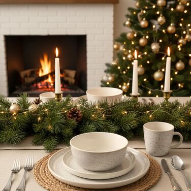 Набір посуду SÄNGER Key West 30 предметів: тарілки для 6 осіб, миски, чашки, серія VALUE COLLECTION, кремовий колір з пісочною текстурою