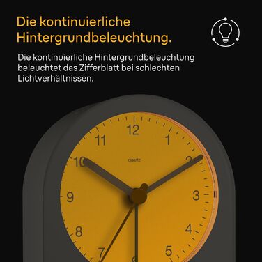 Braun Classic Analog Alarm Clock with Snooze Function and Continuous Backlight, Quiet Quartz Movement, Gradually Increasing Alarm Tone in Grey, Model BC22G.