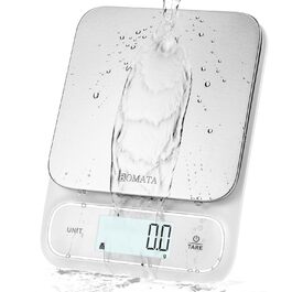 Кухонні ваги BOMATA, цифрові, 5 кг, точність 0,1 г, з підсвічуванням, платформа з нержавіючої сталі, білий колір