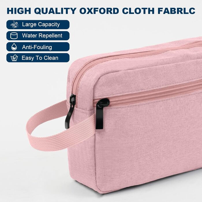 Чоловіча косметичка-органайзер для подорожей, велика жіноча косметичка, дорожня косметичка з подвійною блискавкою (#5 Рожевий)
