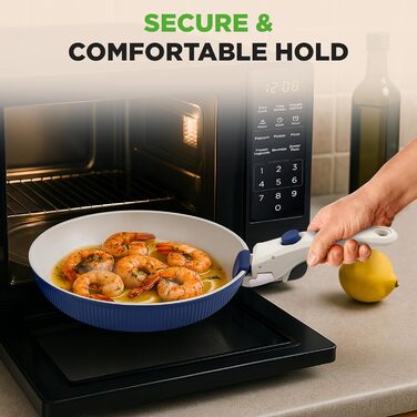 Набір посуду NutriChef 18 предметів з керамічного покриття, знімні ручки, без PTFE, антипригарний, економний, для духовки та плити (Блакитний)