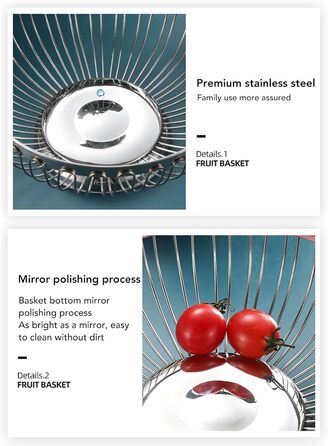 Ніжний Фруктовий Кошик з Нержавіючої Сталі, 20 см - Сучасний Дизайн для Фруктів, Овочів та Хліба