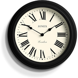 JONES CLOCKS® Venetian Wall Clock | Classic Round | 30cm | Green | Roman Numerals | Traditional design ideal for kitchen, living room or bedroom (Black / Roman Numerals)