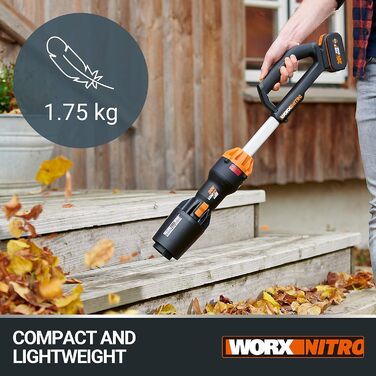 WORX Nitro 18V (20V MAX) Battery Leaf Blower, PowerShare, Brushless Motor 2.0, max. 209km/h Air Speed, 2-Speed Control, tool only, WG543E.9