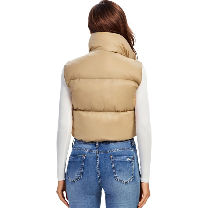 Жіноча жилетка Fuinloth: коротка, тепла, безрукавна, на блискавці, камуфляжний колір хакі, розмір M