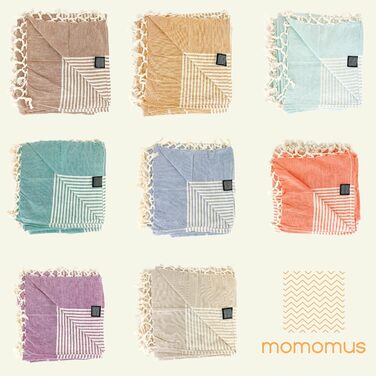 Великий пляжний рушник MOMOMUS Fouta XXL 200x200 см з бавовни з китицями