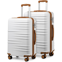 Чемодан British Traveller для ручної поклажі, середній, 64 x 43 x 26.5 см, з TSA-замком, ABS+PC, 24'+28' (білий)