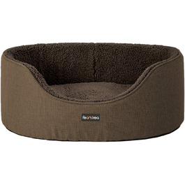 Feandrea Dog Bed, Dog Basket, Reversible Cushion, 73 x 60 x 27 cm, PGW031K01 (Brown, L 83 x W 63 x H 27 cm)