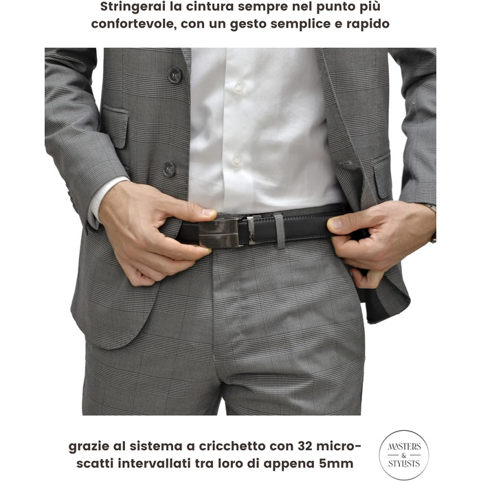 Чоловічий шкіряний ремінь Masters & Stylists з автоматичною пряжкою, коричневий/чорний, ширина 3,1 см, довжина 110/120 см, з подарунковою коробкою