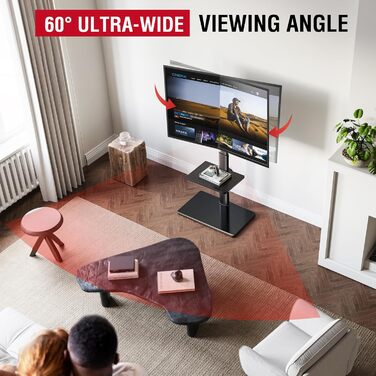 Підставка для телевізора Boden для 32-65 дюймів, поворотна (60°), регульована по висоті (8 ступенів), чорна, до 40 кг, VESA 400x400