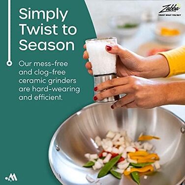 Набір мельниць для спецій з регульованим керамічним жорном - набір з скла та нержавіючої сталі