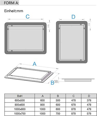 Дзеркало для ванної кімнати LISA LED 70x50 см з підсвічуванням, сенсорне регулювання, антизапар, 3 кольори світла, для ванної, туалету, коридору