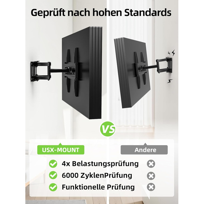 Кріплення для телевізора USX-MOUNT на стіну, поворотне та нахильне, для LED, OLED, Plasma телевізорів (32-70 дюймів), універсальне, з подвійним кріпленням, VESA до 400x400 мм, до 45 кг