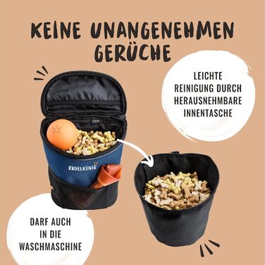 Сумка для ласощів для собак Rudelkönig - практична сумка для прогулянок та дресирування собак, з дозатором пакетів для вигулу (Basic, Blue)