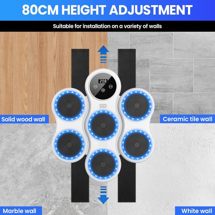 Музична боксерська машина IERAKOR з LED-підсвіткою, Bluetooth, 9 режимів швидкості та підрахунку ударів для дорослих та дітей