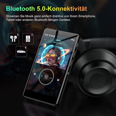 MP3 плеєр 96GB з Bluetooth, WiFi, Android 13, камерою та гучномовцем. Плеєр MP4 для Spotify, Kids, Audible, Amazon Music, Play Store - Чорний