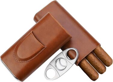 Вишуканий футляр для сигар з кедрової деревини - дорожній кейс, різак для сигар, гумодор, чохол (колір: коричневий)