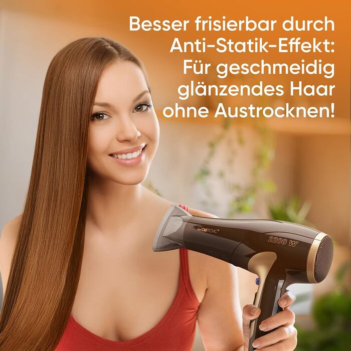 Фен Clatronic® HT 3661: 2200W, іонізація, 3 режими, насадка 360° | Фен з іонізатором, Cool Shot