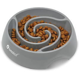 Миска для собак LumoLeaf Antischlingnapf, Ø 22 см, протиковзаюча, важка, для повільного годування, сіра (Торнадо), L