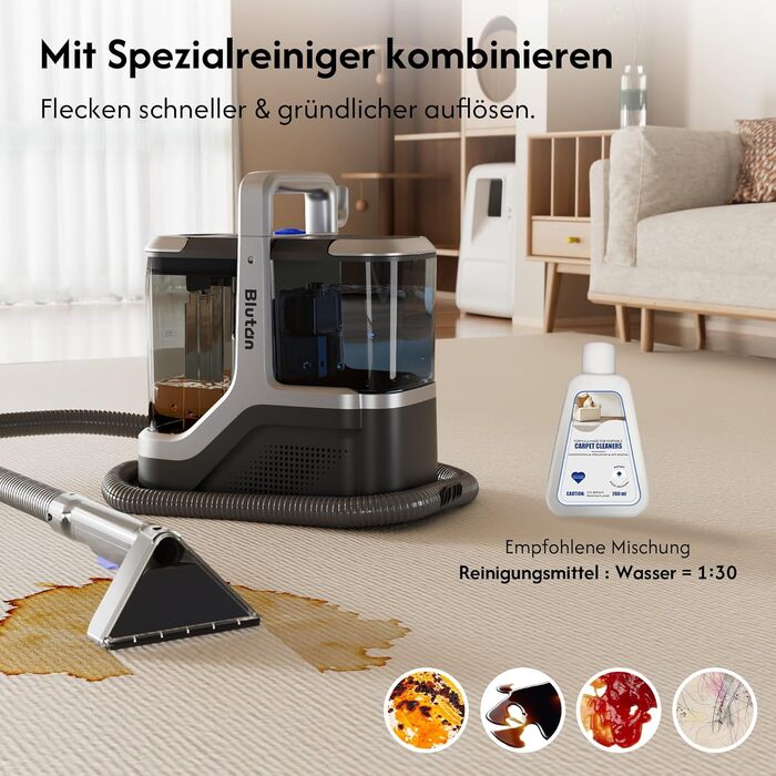 B Fluffy N6 Kit: Миючий пилосос 3-в-1 для м'яких меблів, килимів та диванів. Комплект з миючим засобом. Потужність 600W, 18kPa, 2.3L+1.2L резервуари.