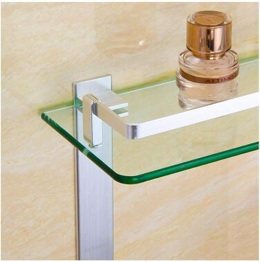 Modern Bathroom Shelf Made of Tempered Glass with 3 Tiers, Wall Mount, Storage Shelf for Bathroom and Kitchen (60 cm)