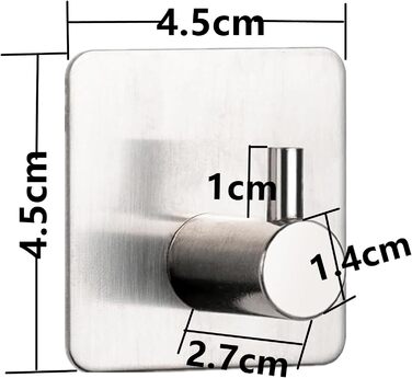 Набір гачків для рушників 6 шт. самоклеючі, з нержавіючої сталі, без свердління, для ванної, туалету, кухні, офісу (сріблясті)