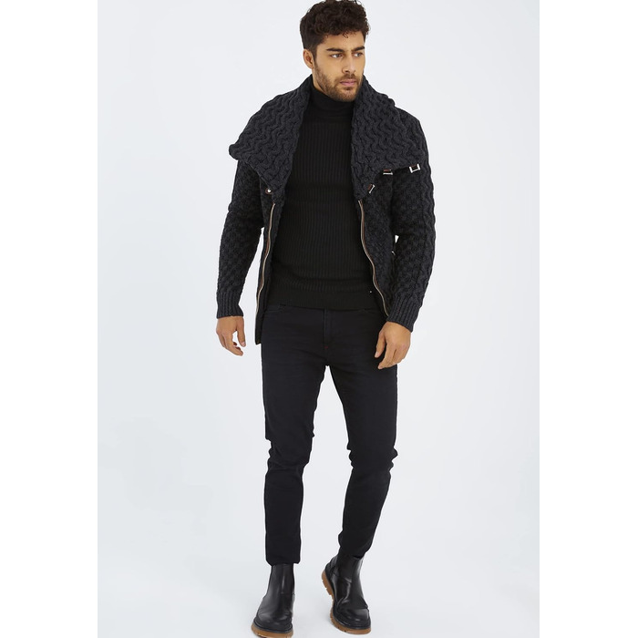 Чоловічий кардиган Leif Nelson з блискавкою, Regular Fit, антрацит/чорний, 3XL