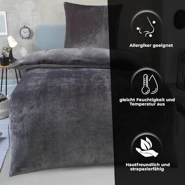 DreamHome Зимова двостороння плюшева постільна білизна 135x200 Nicky-Teddy Cashmere Touch Coral Fleece ковдра + наволочка 80x80, сірий колір