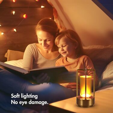 Торшер з торканням, бездротова LED лампа в стилі вінтаж, USB-зарядка, 3 кольори, регулювання яскравості, для спальні, офісу, вітальні, декор, подарунок (золотий)