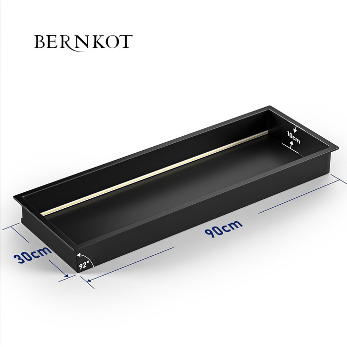 Настінна душова ніша Bernkot з нержавіючої сталі з LED підсвіткою, 90x30 см, водонепроникна, без плитки, для ванної кімнати, матова чорна