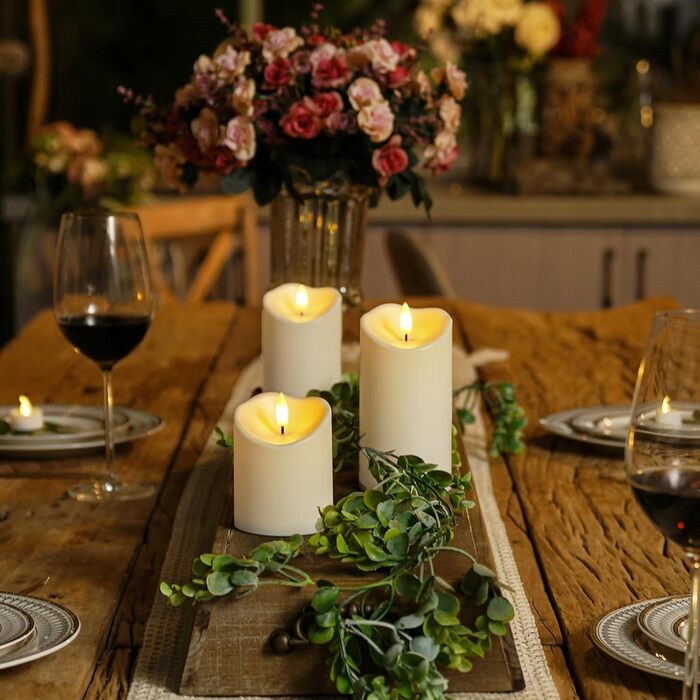 Homemory Rechargeable Flameless Candles, LED Candles, Battery-Powered Candles with Remote Control and Timer, Waterproof, Durable, 3-Pack