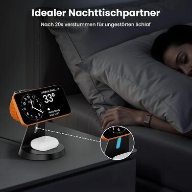 Зарядна станція JoyGeek 3-в-1 для Apple Watch, iPhone (MagSafe) та AirPods. Бездротовий зарядний пристрій для швидкої зарядки iPhone 12-15, iWatch Series 2-Ultra/SE, Airpods 2-4. Чорний.