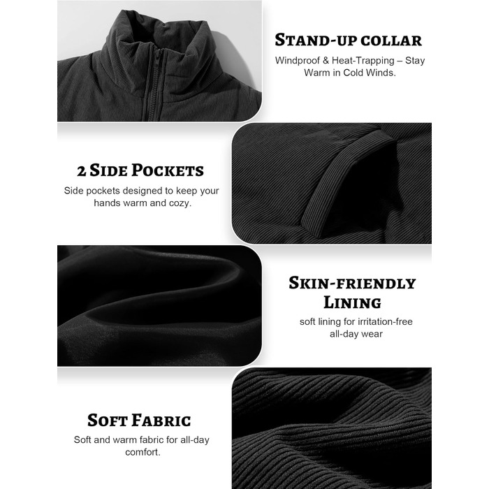 Жіноча зимова жилетка FEOYA: коротка, тепла, з коміром-стійкою, чорна (XXL)